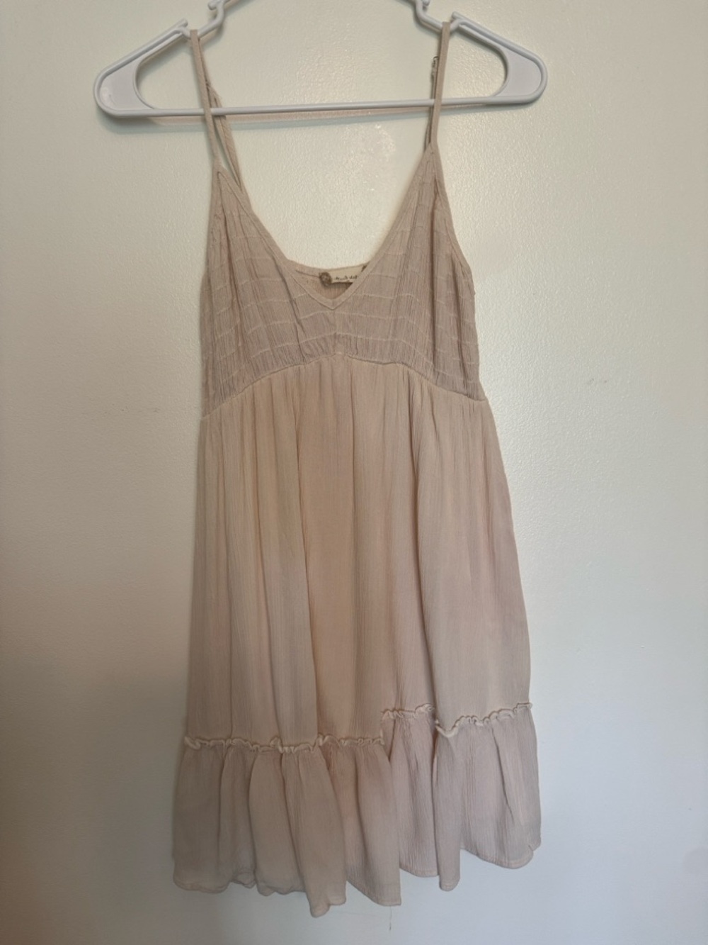 Altar'd State Beige Crinkle V-Neck Dress